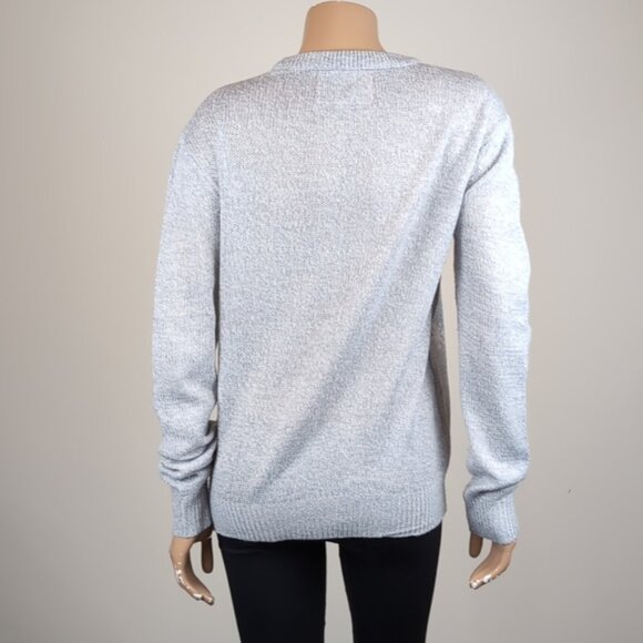 Ugly Christmas Sweater Nerdy Reindeer Happy Holidays Knit Womens Size Large Grey - Picture 5 of 9